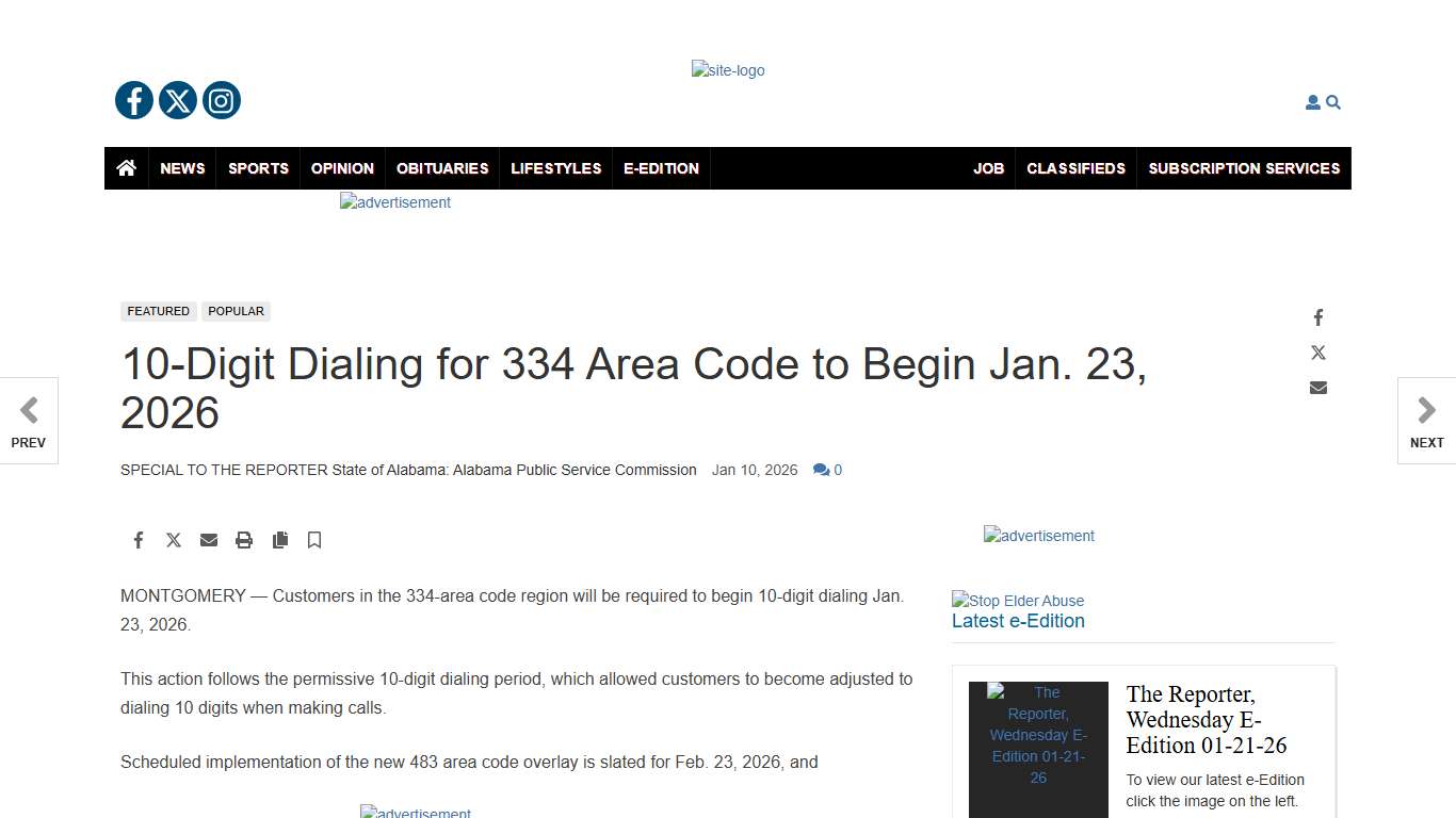 10-Digit Dialing for 334 Area Code to Begin Jan. 23, 2026 News sandmountainreporter.com